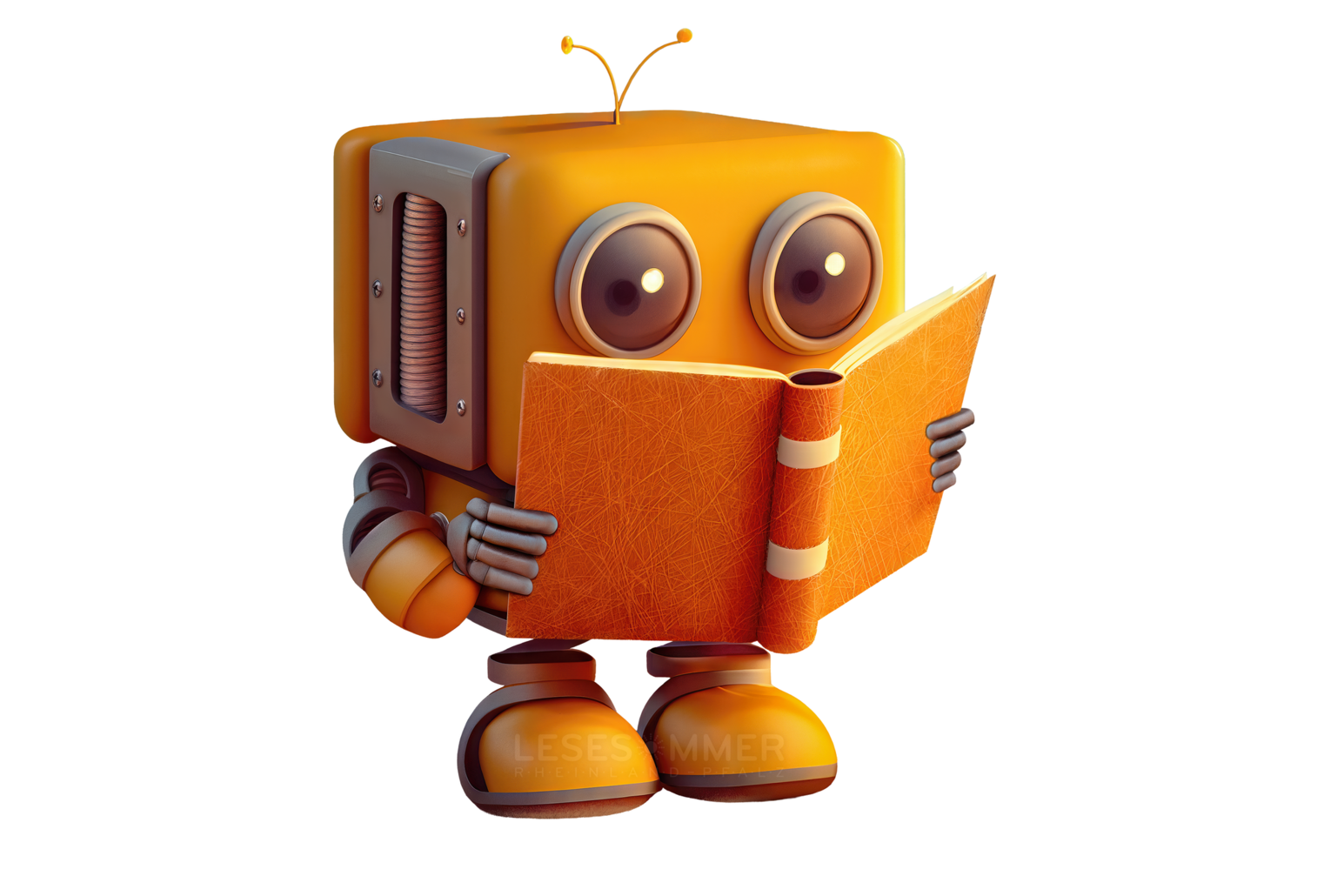 Lesesommer Roboter mit einem Buch in der Hand