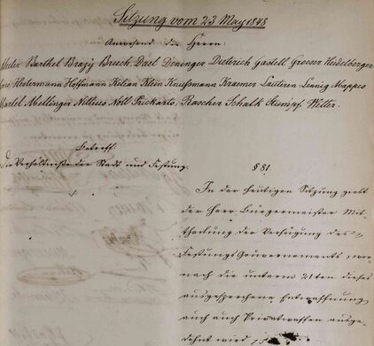 Protokoll vom 23. Mai 1848 (Ausschnitt)