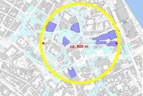 Grafik: Entfernung der Haupteinkaufsstandorte © Landeshauptstadt Mainz - Stadtplanungsamt